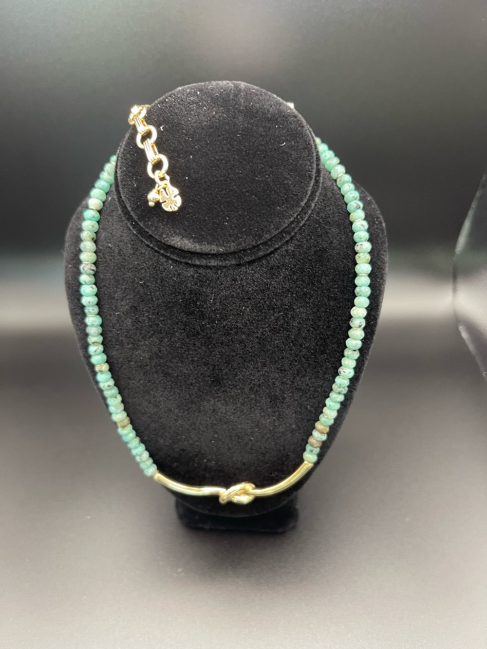 Lucky Brand Green Bead Necklace with Gold Knot Accent - Picture 4 of 5